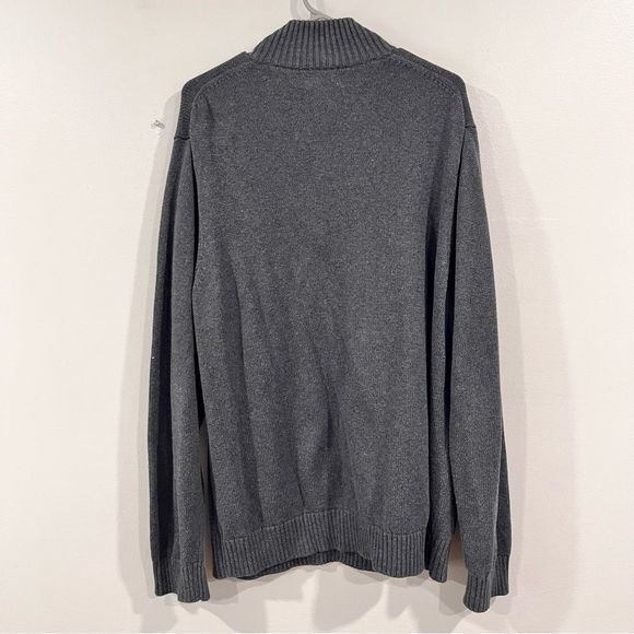 LL Bean Gray 1/4 Zip Mock Neck‎ 100% CottonPullover Sweater XL - Picture 7 of 11